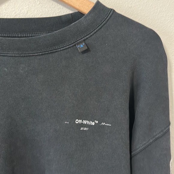 OFF-WHITE c/o Virgil Abloh "Main Label" Black Sweatshirt Men's Medium - Picture 4 of 16
